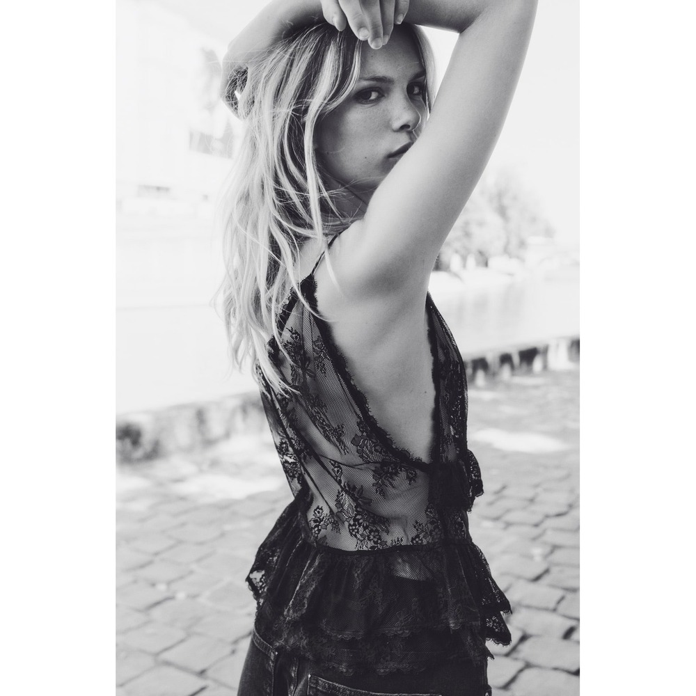 NWT H&M Edition Lace Camisole Women S Black Sheer Ruffle Peplum Top Coquette